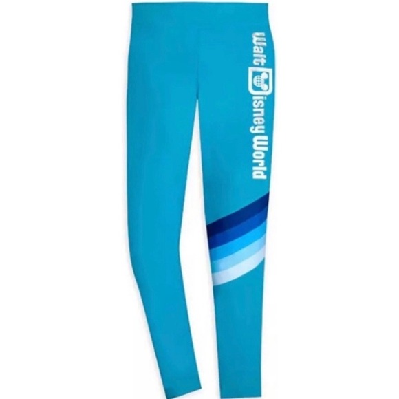 Disney Walt Disney World‎ Leggings Blue Striped Athleisure 1X - Picture 1 of 9